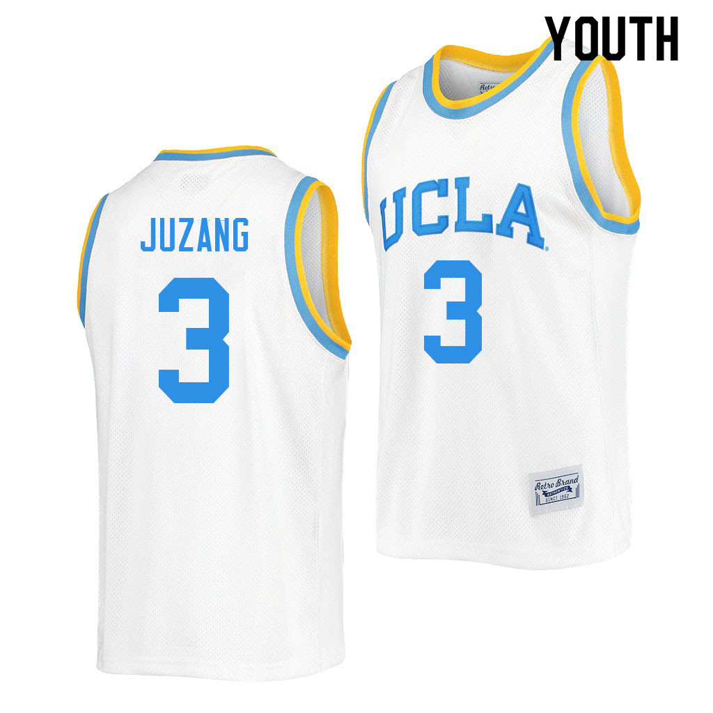 Youth #3 Johnny Juzang UCLA Bruins College Jerseys Sale-Retro White